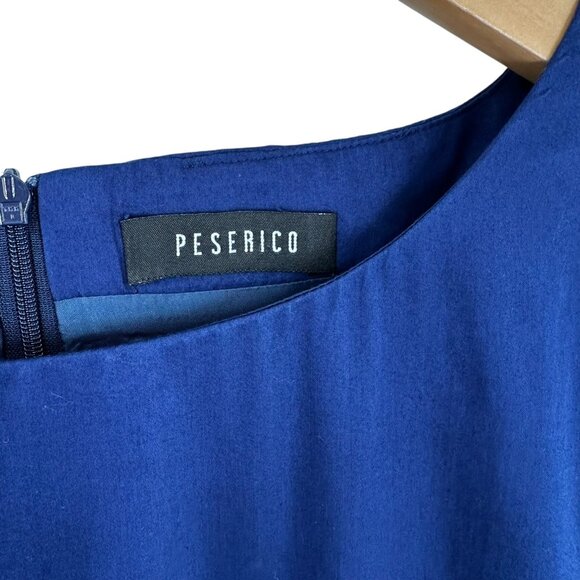 Peserico Navy Blue Cotton Sateen Classic Sheath Dress Size 46 Italy - Picture 4 of 6